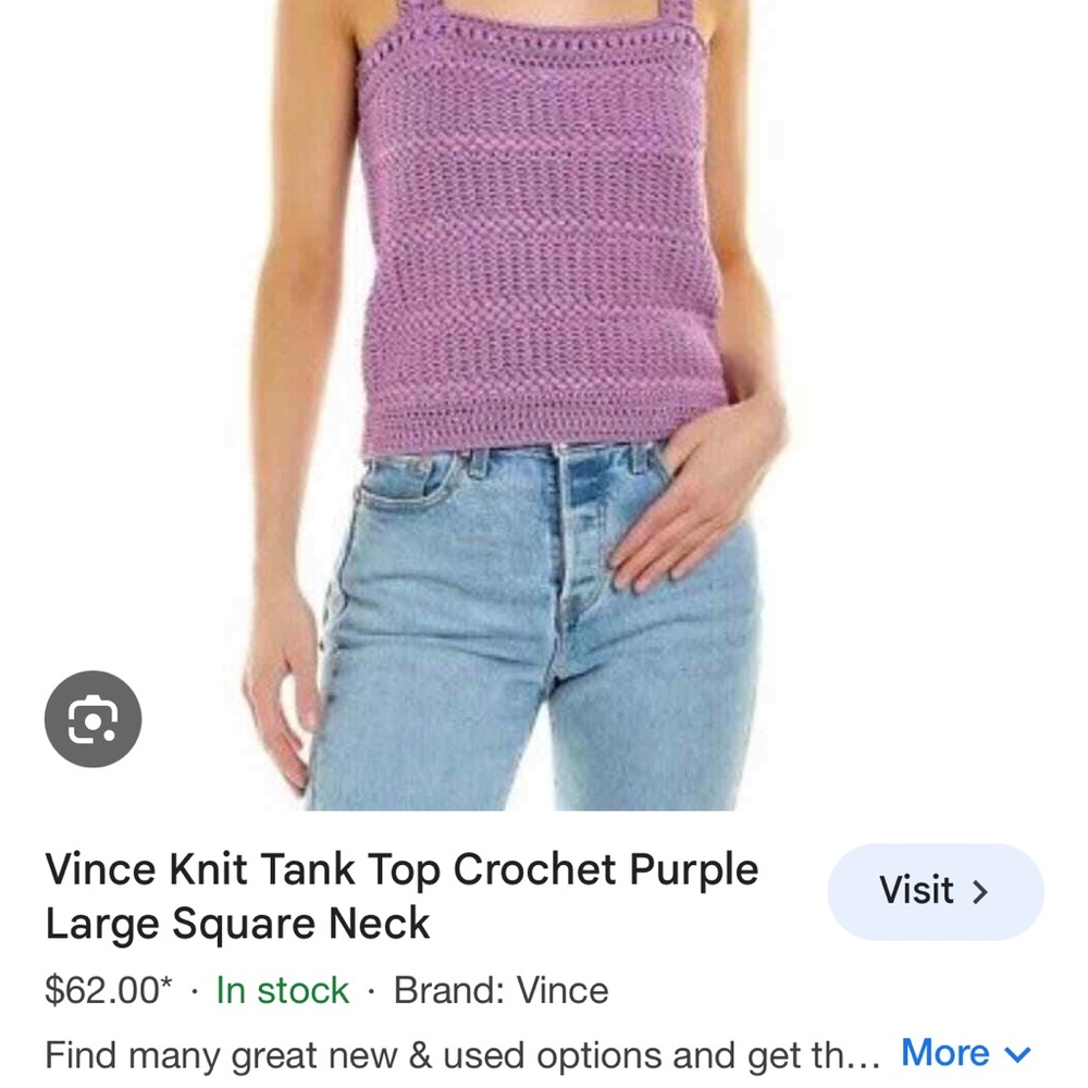 Vince Purple Knit Crochet Tank Top